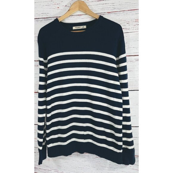 Old Navy Sweaters - Old Navy Long Sleeve Sweater Navy & White Striped Size M Womens Cotton Blend